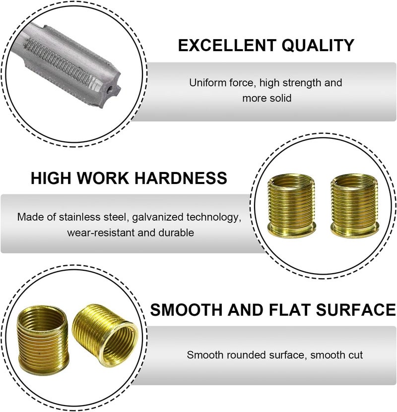 BWBWND Spark Plug Thread Repair Kit, M14×1.25 Inserts & M16x1.25 Tap Stainless Steel Thread Repair Tool, 14mm Spark Plug Rethreaded Kit for Automotive Gasoline Engine Generator - Image 3